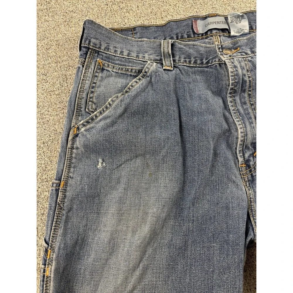Levis Carpenter Jeans Men's 36x32 Baggy Heavy Faded Paint Frayed Hems Distressed